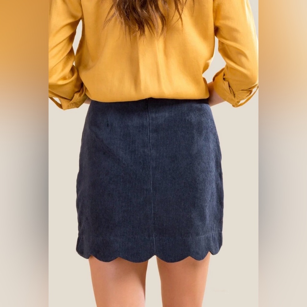 Blue Rain Embroidered Navy Corduroy Mini Skirt Size M - Picture 3 of 9